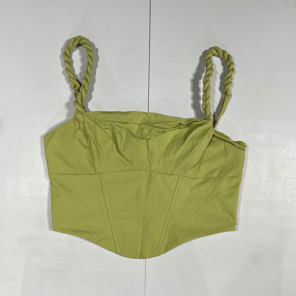 Oh Polly Renfair Whimsigoth Fairy Grunge Chartruese Green Corset Crop Top Size 2